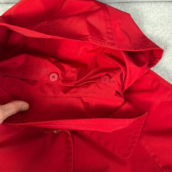 Vintage London Fog Rain Coat Womens Size M Red Hood Mid-Length - Picture 4 of 14